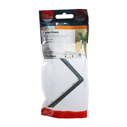 Corner Brace - BZP - 75 x 75 x 16 | TIMpac of 4