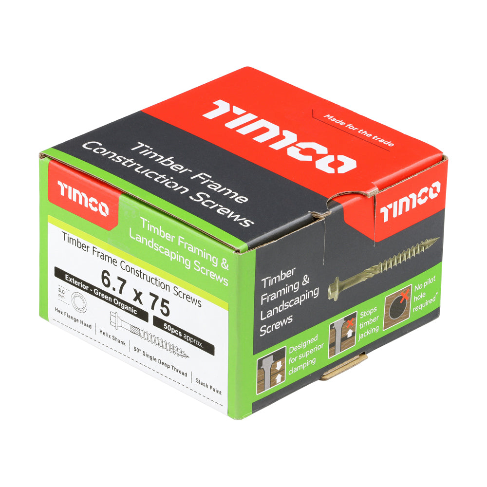 Timber Frame Screw HEX Green - 6.7 x 75 | Box of 50