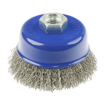 Timco Angle Grinder Cup Brush - Crimped Stainless Steel - Diameter mm 75 - Wire Thickness mm 0.5