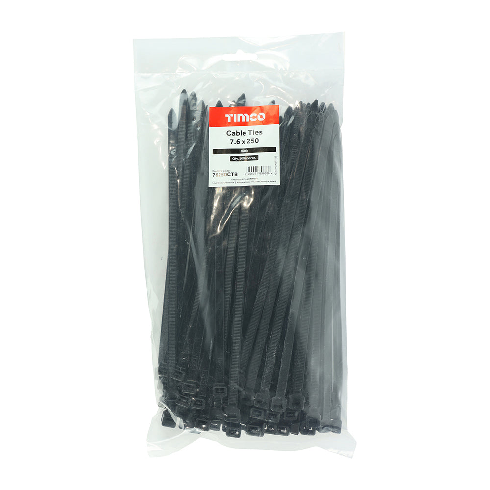 Cable Tie Black - 7.6 x 250 | Bag of 100