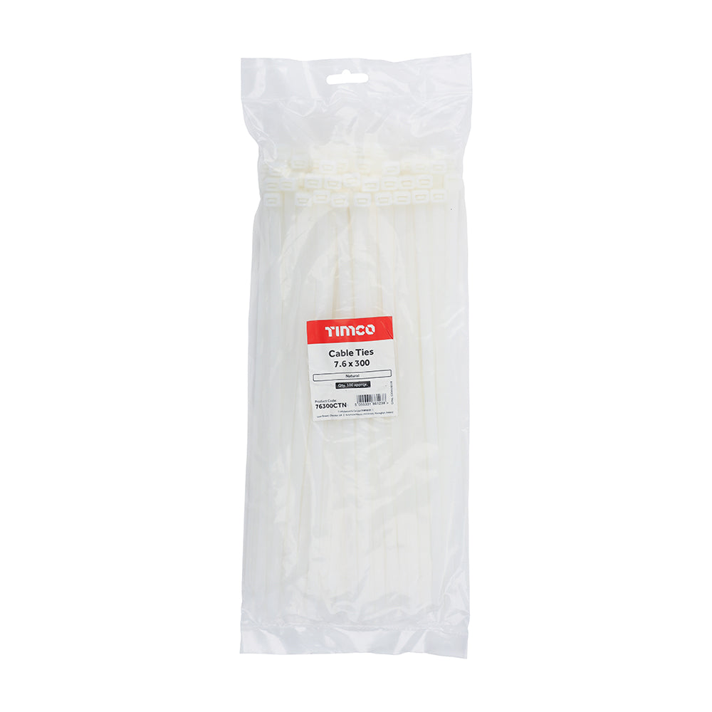 Cable Tie Natural - 7.6 x 300 | Bag of 100