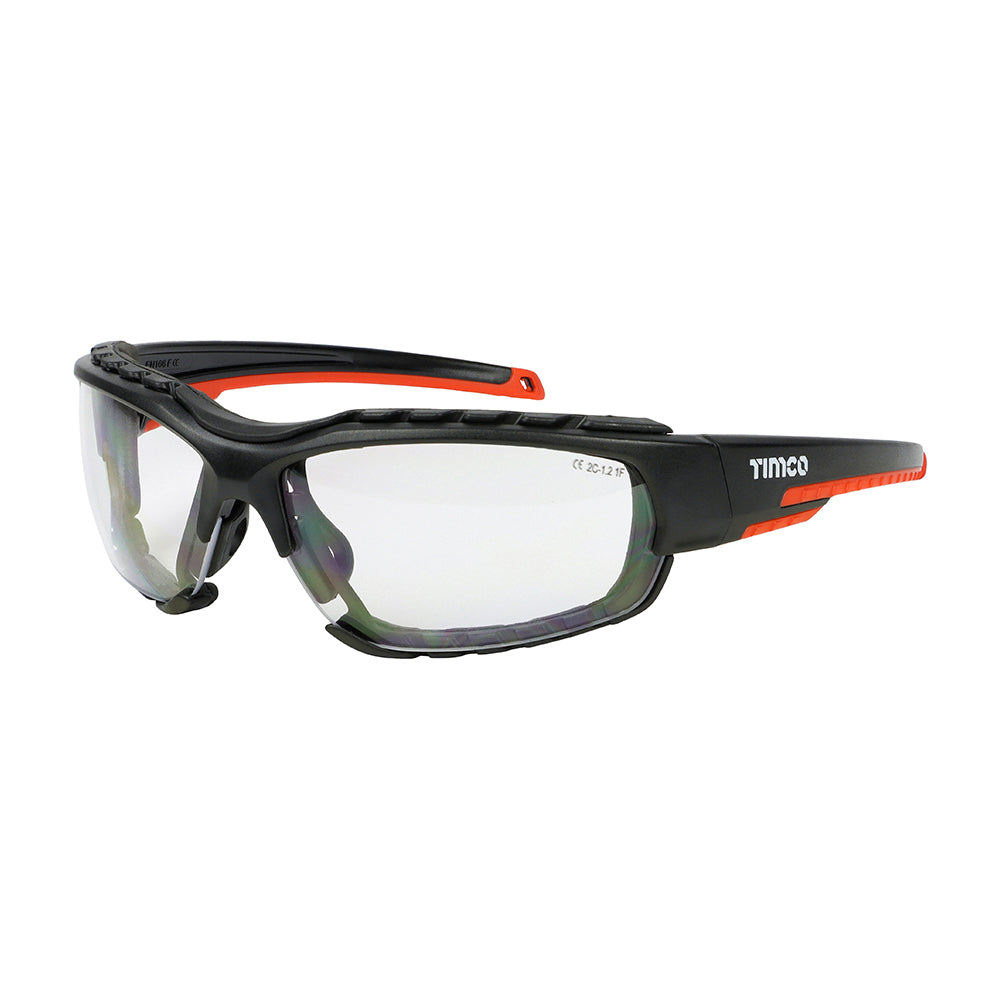 Timco Sports Style Safety Glasses - With Foam Dust Guard - Clear Timco