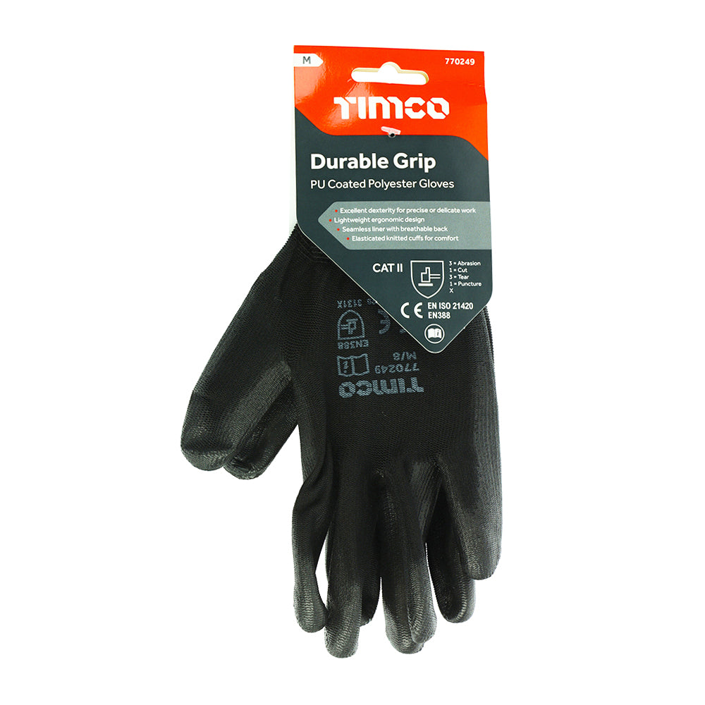 Durable Grip Glove PU - Medium | Backing Card