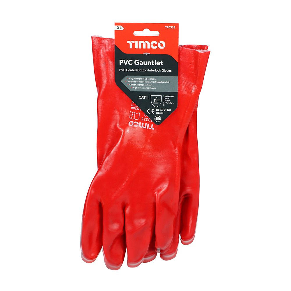 PVC Coated Gauntlets Cotton - X Large | Backing Card