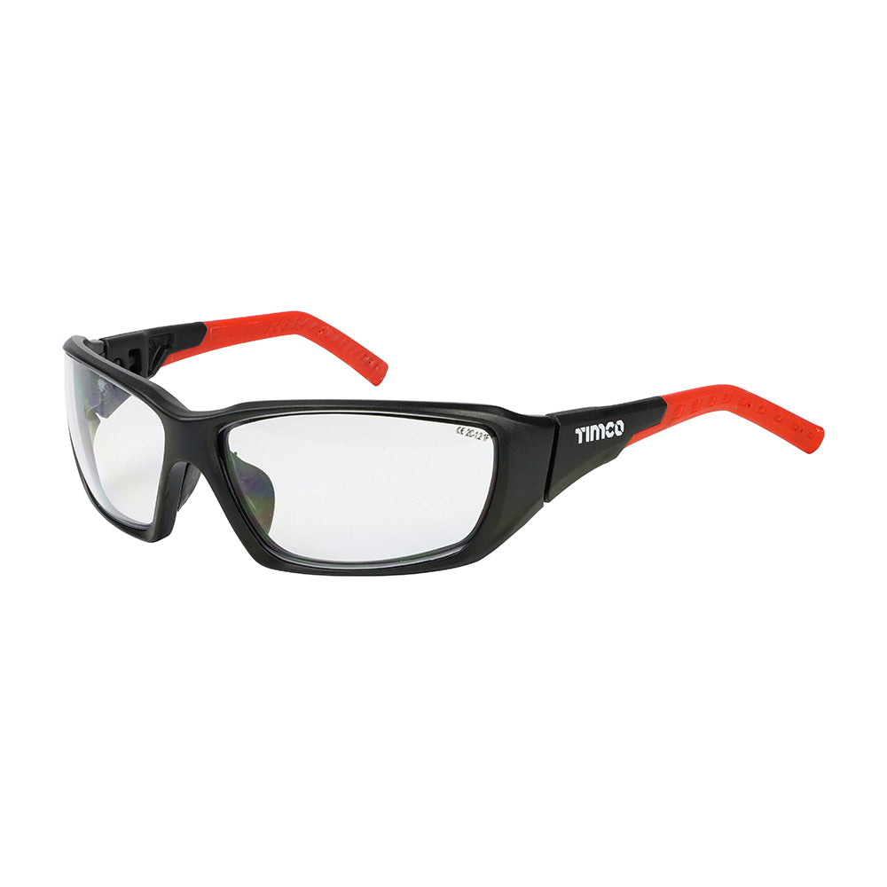 Timco Sports Style Safety Glasses - With Adjustable Temples - Clear Timco