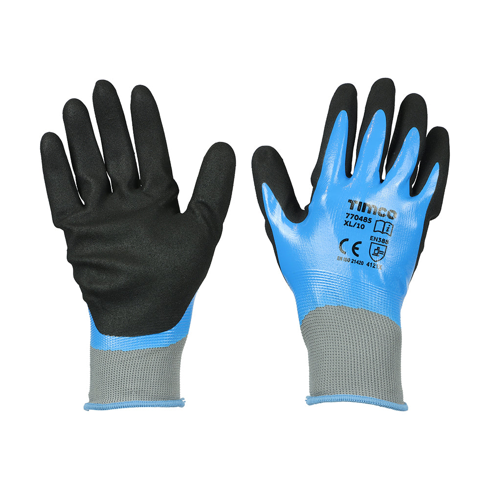 Timco Waterproof Grip Gloves - Sandy Nitrile Foam Coated Polyester