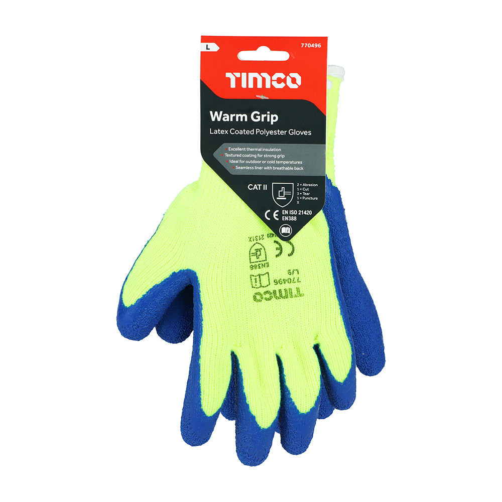 Warm Grip Glove Latex Crinkle - Large | Backing Card