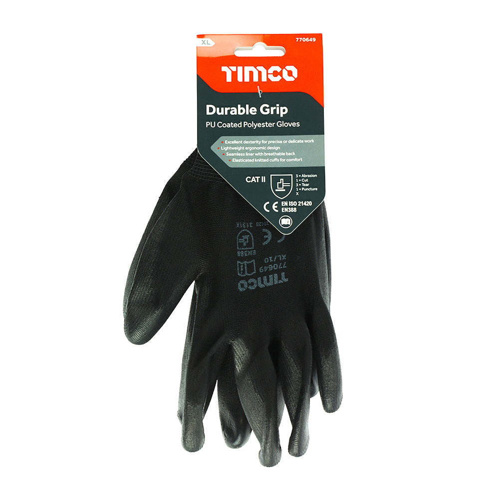 Durable Grip Glove PU - X Large | Backing Card