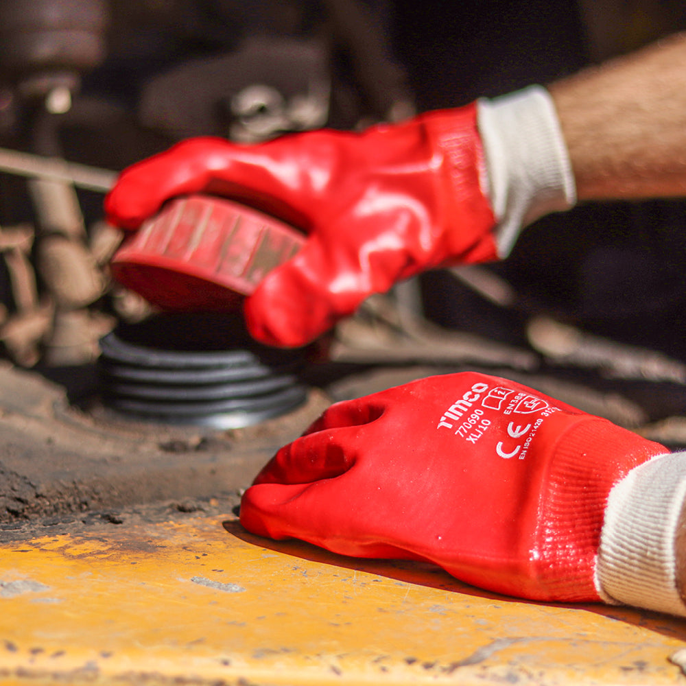 PVC Coated Grip Gloves Cotton - X Large | Backing Card