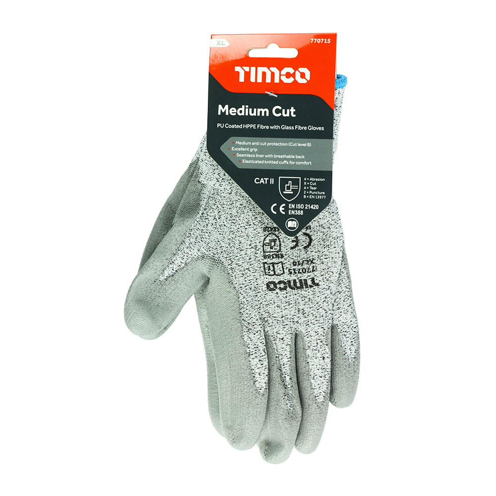 Medium Cut B Glove PU - X Large | Backing Card