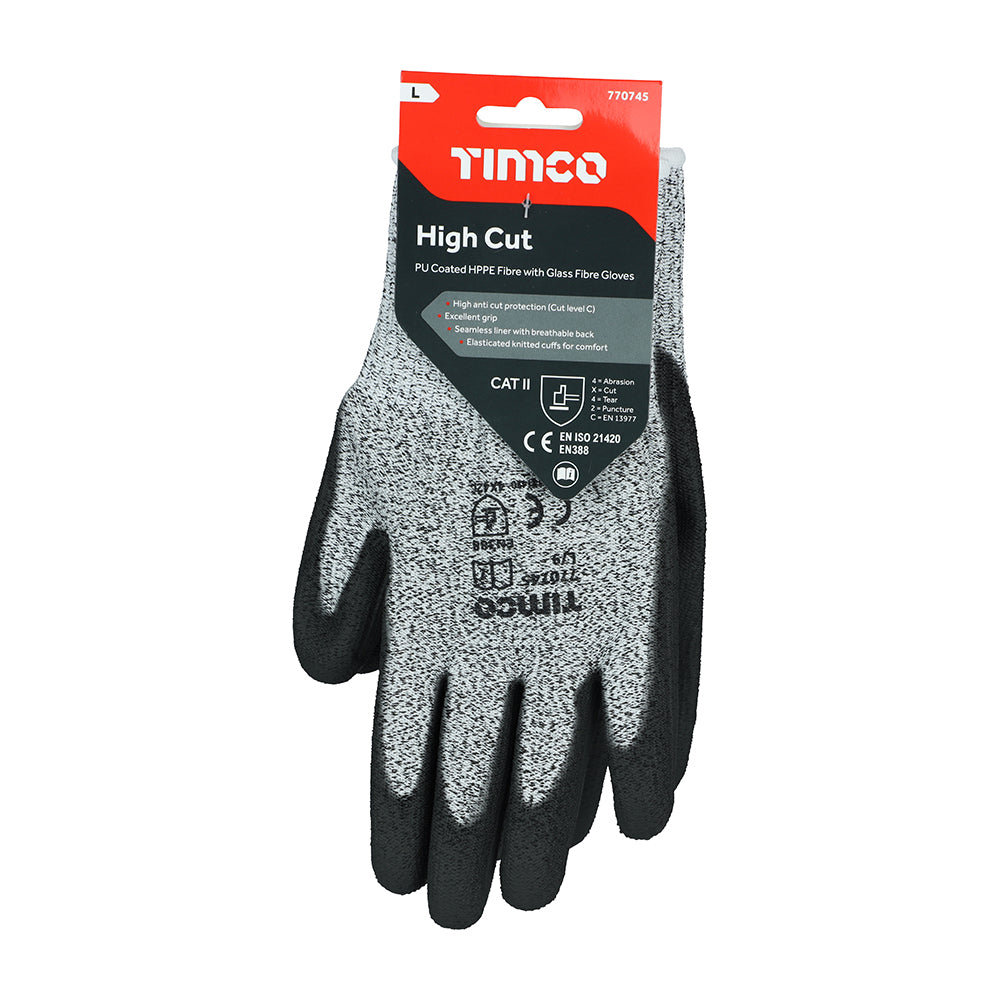 High Cut C Glove PU HPPE Fibre - Large | Backing Card