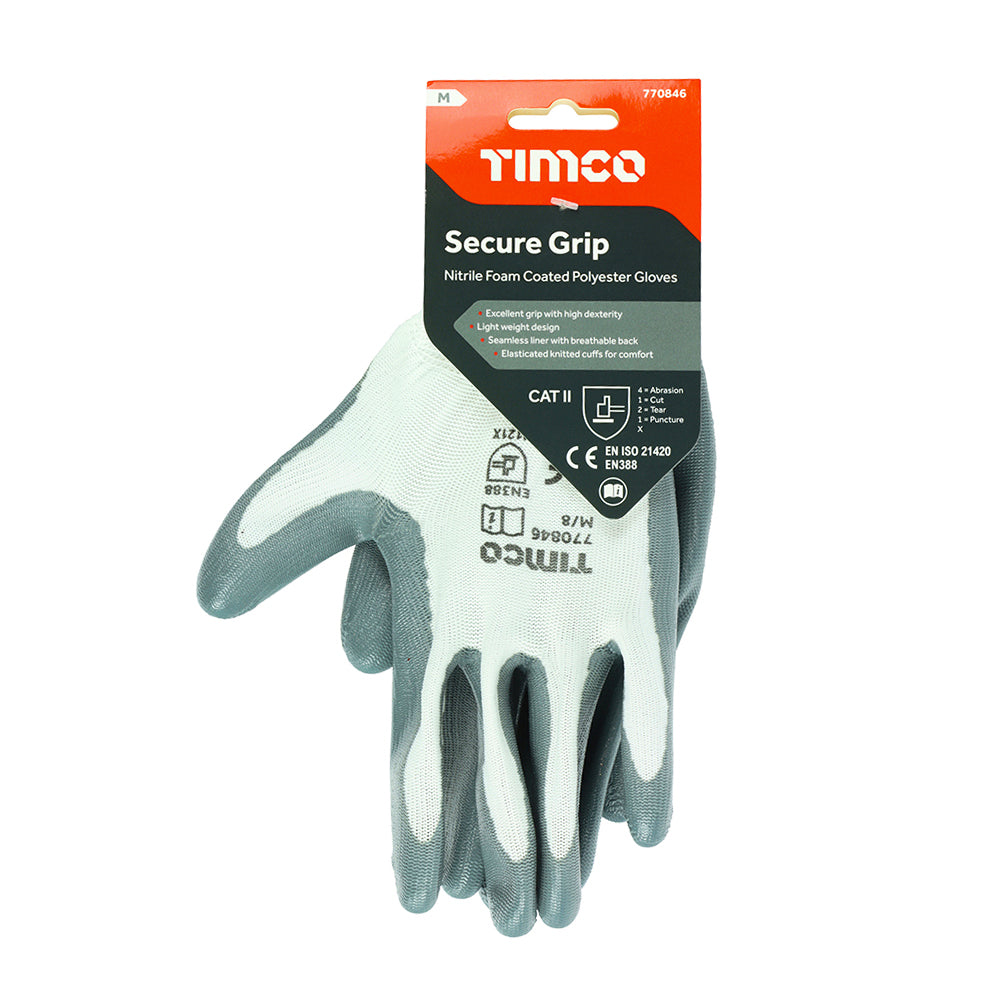 Secure Grip Glove Nitrile Foam - Medium | Backing Card