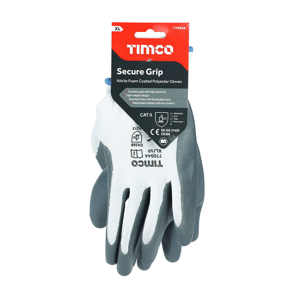 Secure Grip Glove Nitrile Foam - X Large | Backing Card