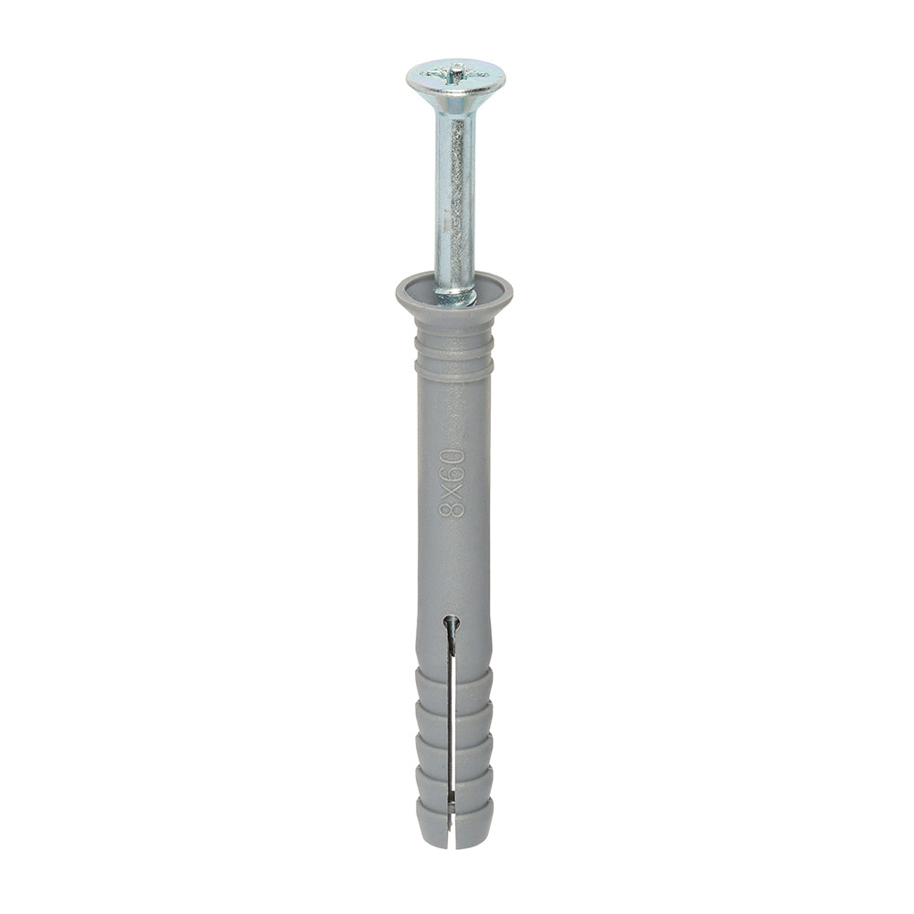 Nylon Hammer Fixing - BZP - 8.0 x 60 | Box of 100