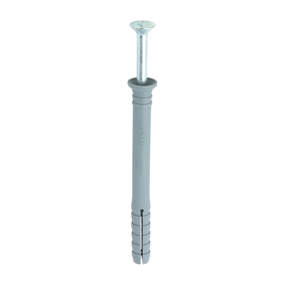 Nylon Hammer Fixing - BZP - 8.0 x 80 | Box of 100