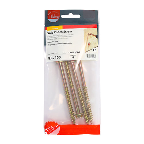 Solo Coach Screw ZYP - 8.0 x 100 | TIMpac of 4