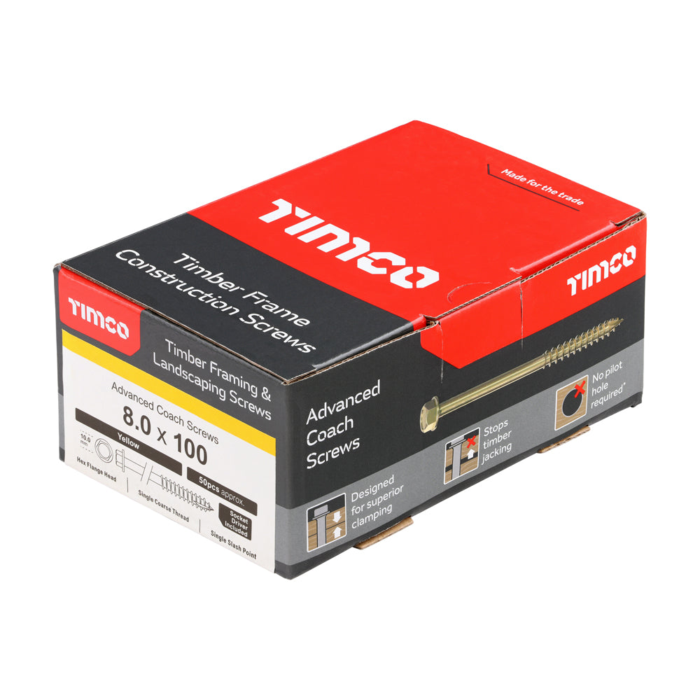 Advanced Coach Screw ZYP - 8.0 x 100 | TIMbag of 40