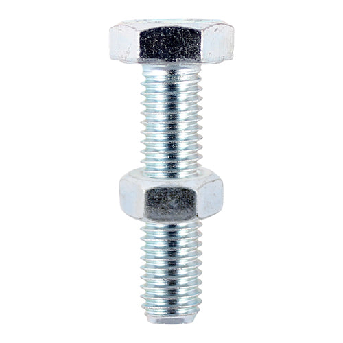 Set Screw & Hex Nut - BZP - M8 x 30 | TIMpac of 4