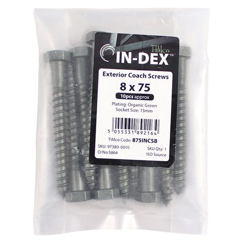 Coach Screw DIN 571 - Green - 8.0 x 50 | Bag of 10