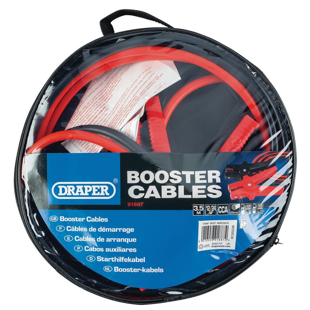 Draper Booster Cables, 3.5m x 29mm²