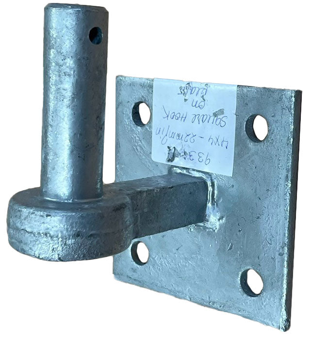 Gate Hook on Plate Galv 4 x 4 inch - 7/8" (23mm) Pin