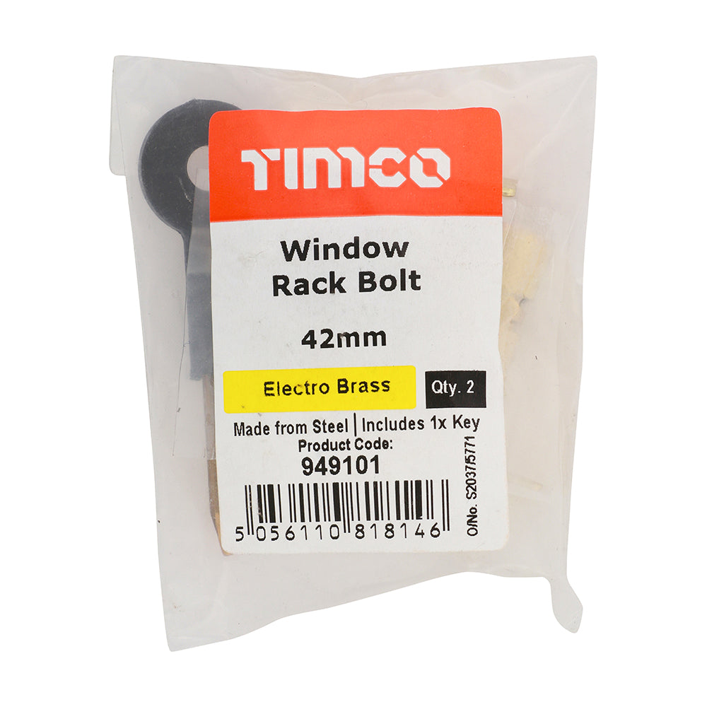 Window Rack Bolt E. Brass - 42mm | Bag of 2