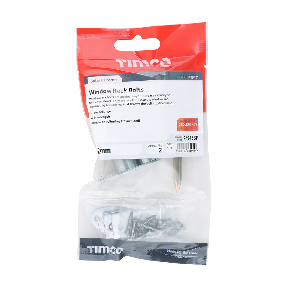 Window Rack Bolts Sat. Chrome - 42mm | TIMpac of 2