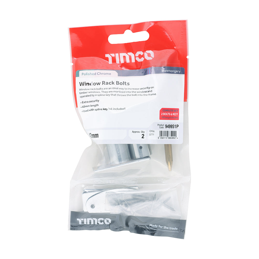 Window Rack Bolts Pol. Chrome - 42mm | TIMpac of 2