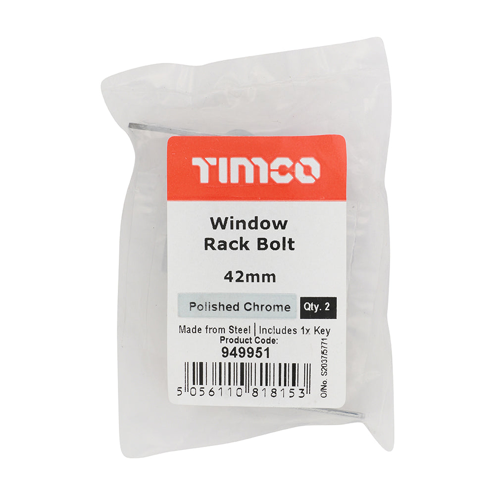 Window Rack Bolt Pol. Chrome - 42mm | Bag of 2