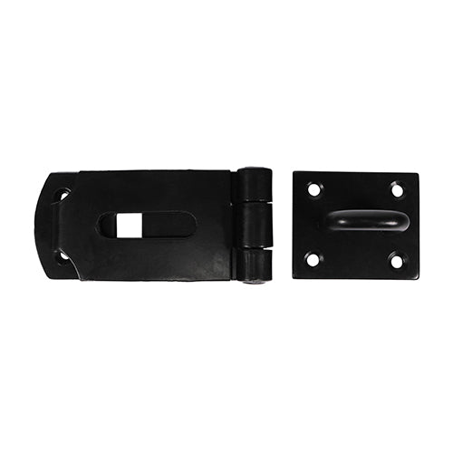 Secure Bolt On Hasp & Staple - Heavy Duty - Black 8"