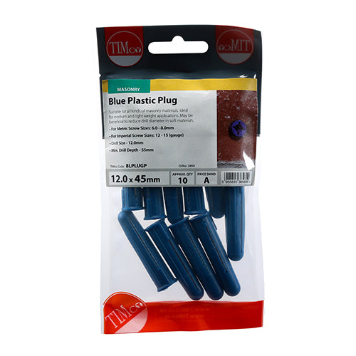 Blue Plastic Plug - 48mm | TIMpac of 10