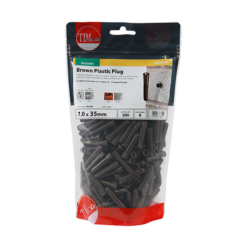 Brown Plastic Plug - 36mm | TIMpac of 20
