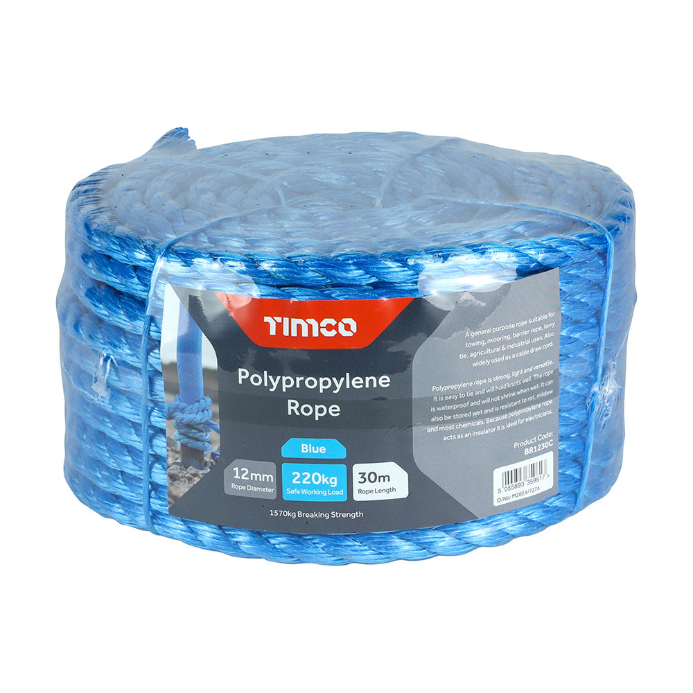 Blue Poly Rope - 30m Coil