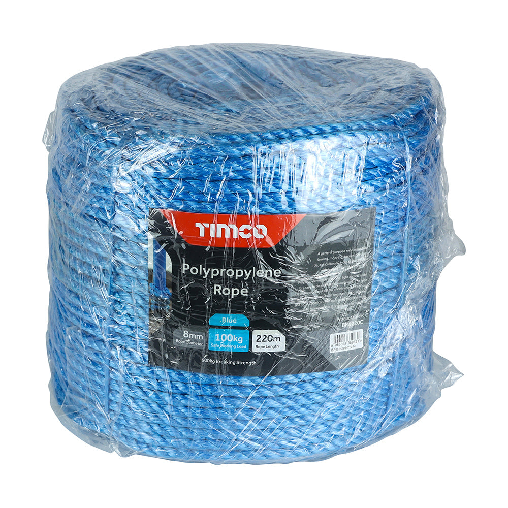 TIMCO Blue Polypropylene Rope Long Coil - 6mm x 220m