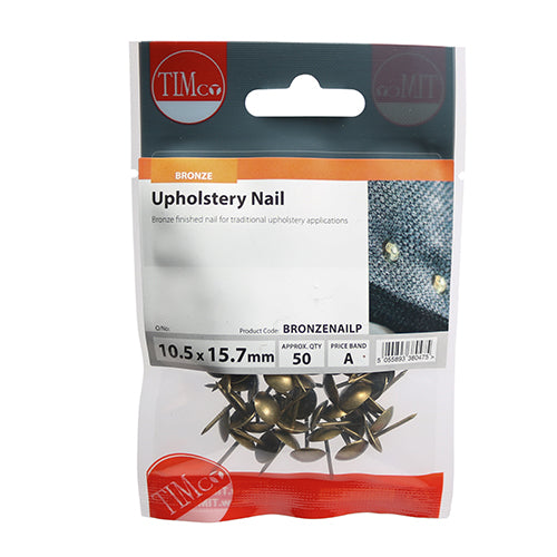 Upholstery Nails - Bronze - 10.5 x 15.7 | TIMpac of 50