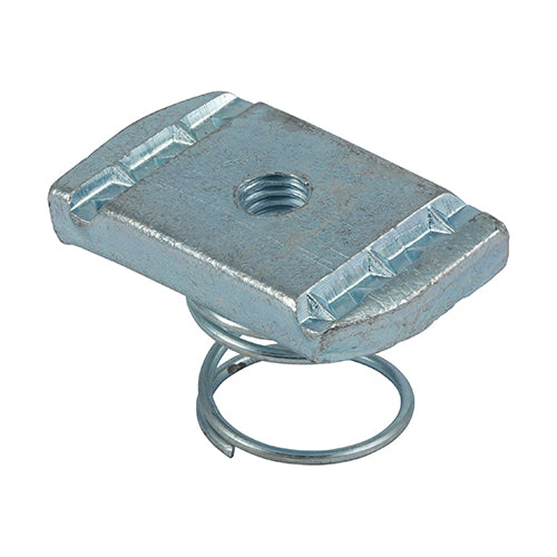 Channel Nut Short Spring BZP - M6 | Box of 100