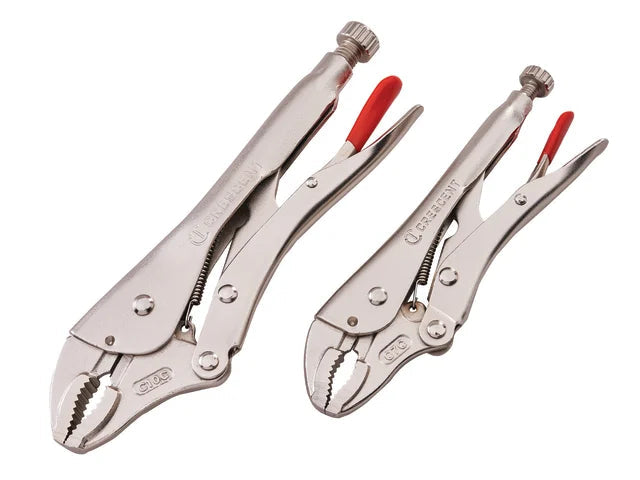 Crescent Curved Jaw Locking Pliers with Wire Cutter Set, 2 Piece Crescent