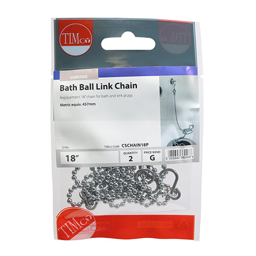 Bath Ball Link Chains - Chrome - 18" | TIMpac of 2