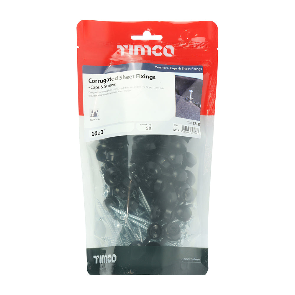 Corrugated Sheet Fixings Black - 10 x 3 | TIMbag of 50