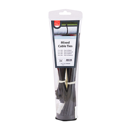 Cable Tie Mixed Set of 200 - Mixed 200pcs | Tube of 200