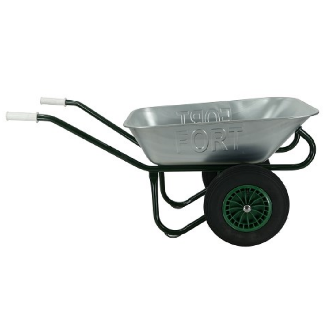 Fort Twin Wheel Wheelbarrow 90L Reinforced - Metal - Zinc Plated