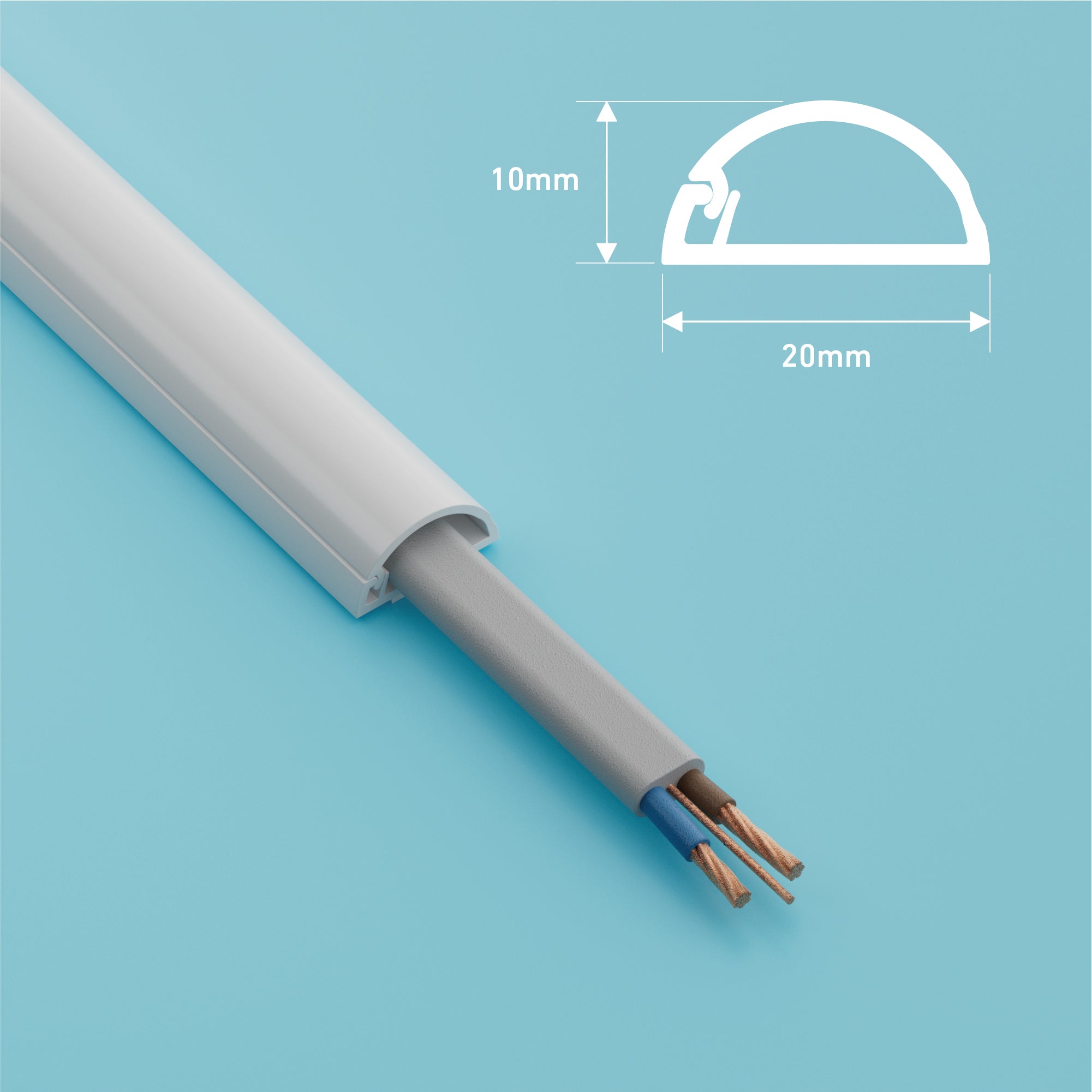 D-Line PVC White Mini Trunking 20x10mm - 2 Metres D-Line
