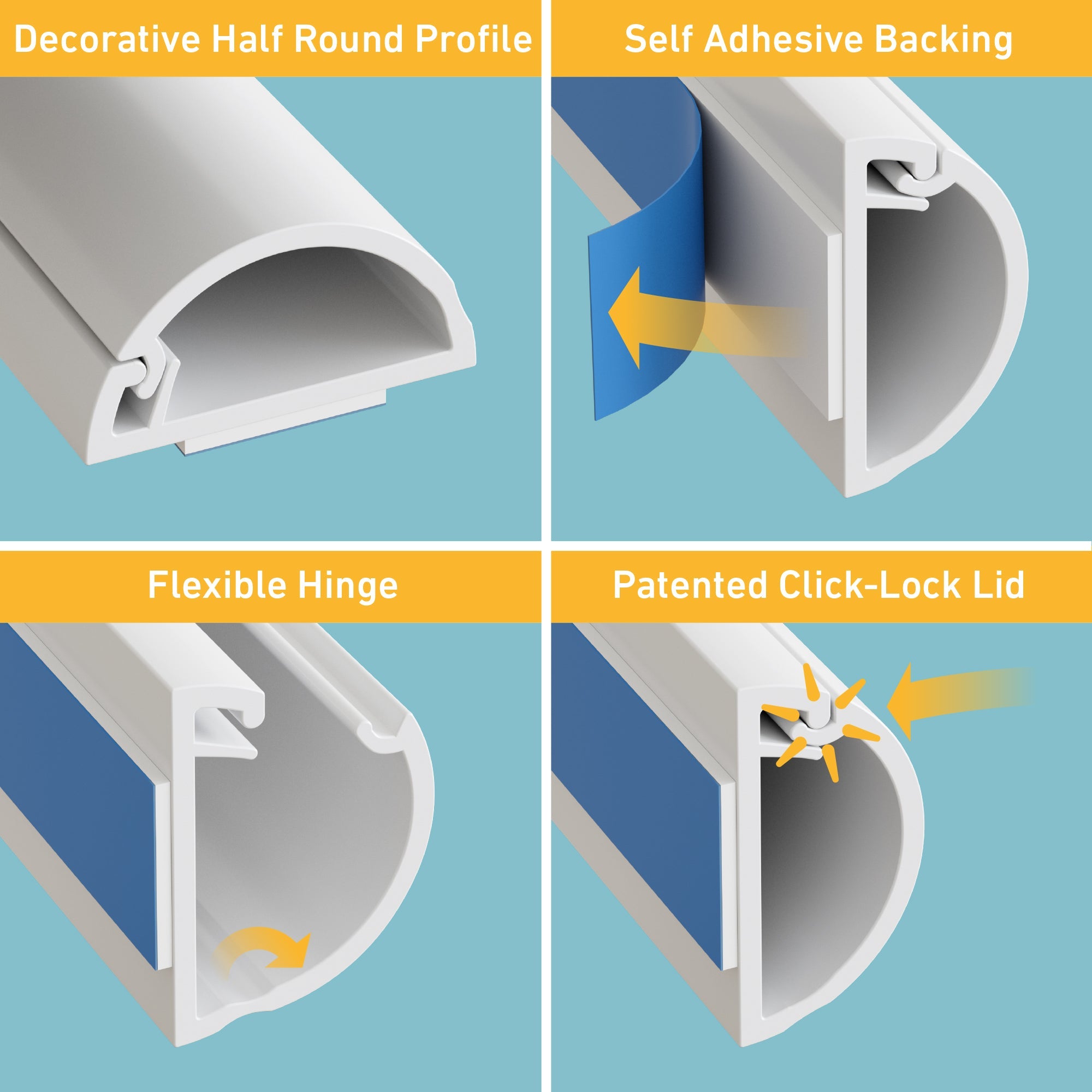 D-Line PVC White Mini Trunking 20x10mm - 2 Metres D-Line