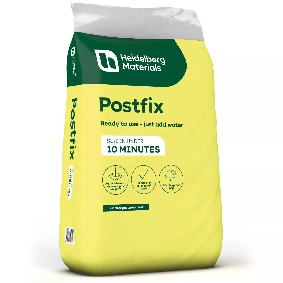Bag of Heidelberg Materials Postfix on a white background