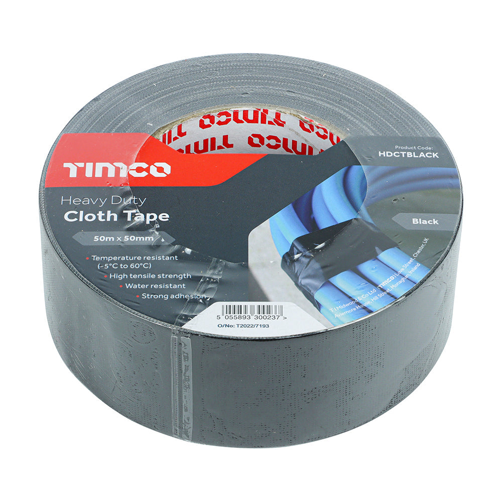 Timco Heavy Duty Cloth Tape - Black Timco