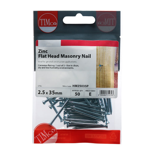 Masonry Nail - 2.5 x 35 | TIMpac of 50