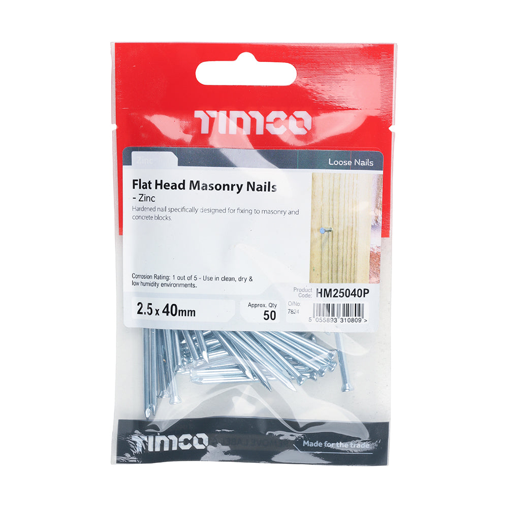Masonry Nail - 2.5 x 40 | TIMpac of 50