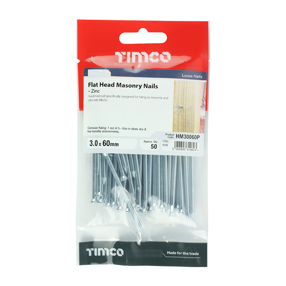 Masonry Nail - 3.0 x 60 | TIMpac of 50