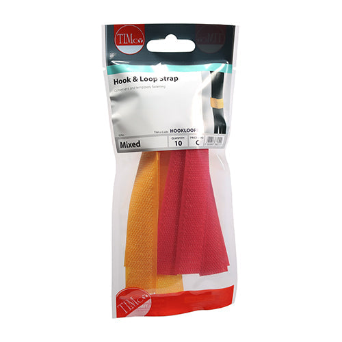 Coloured Hook & Loop Straps - Length mm 130 - Width mm 20 - Pack of 10