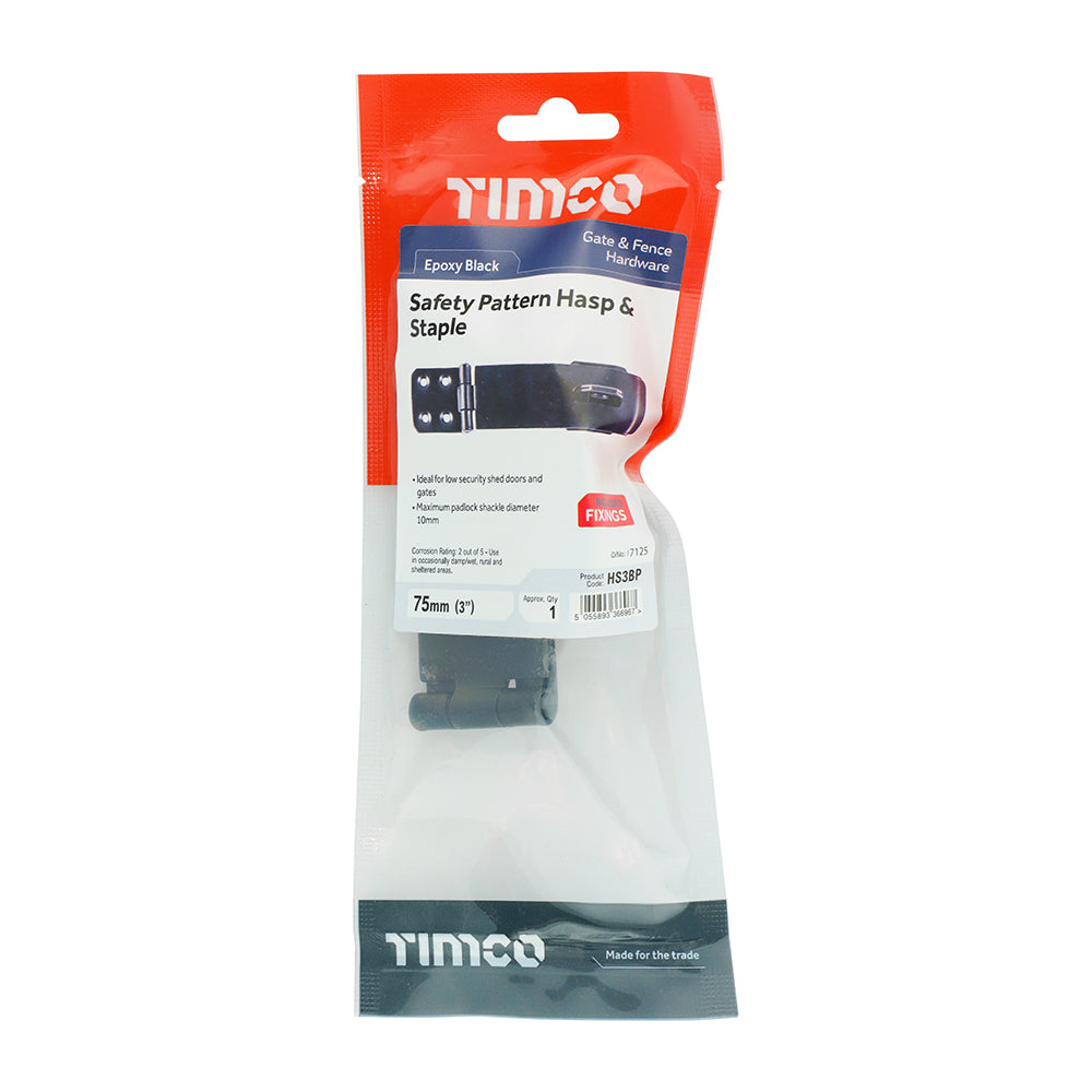 Safety Hasp-Staple BLK - 3" | TIMbag